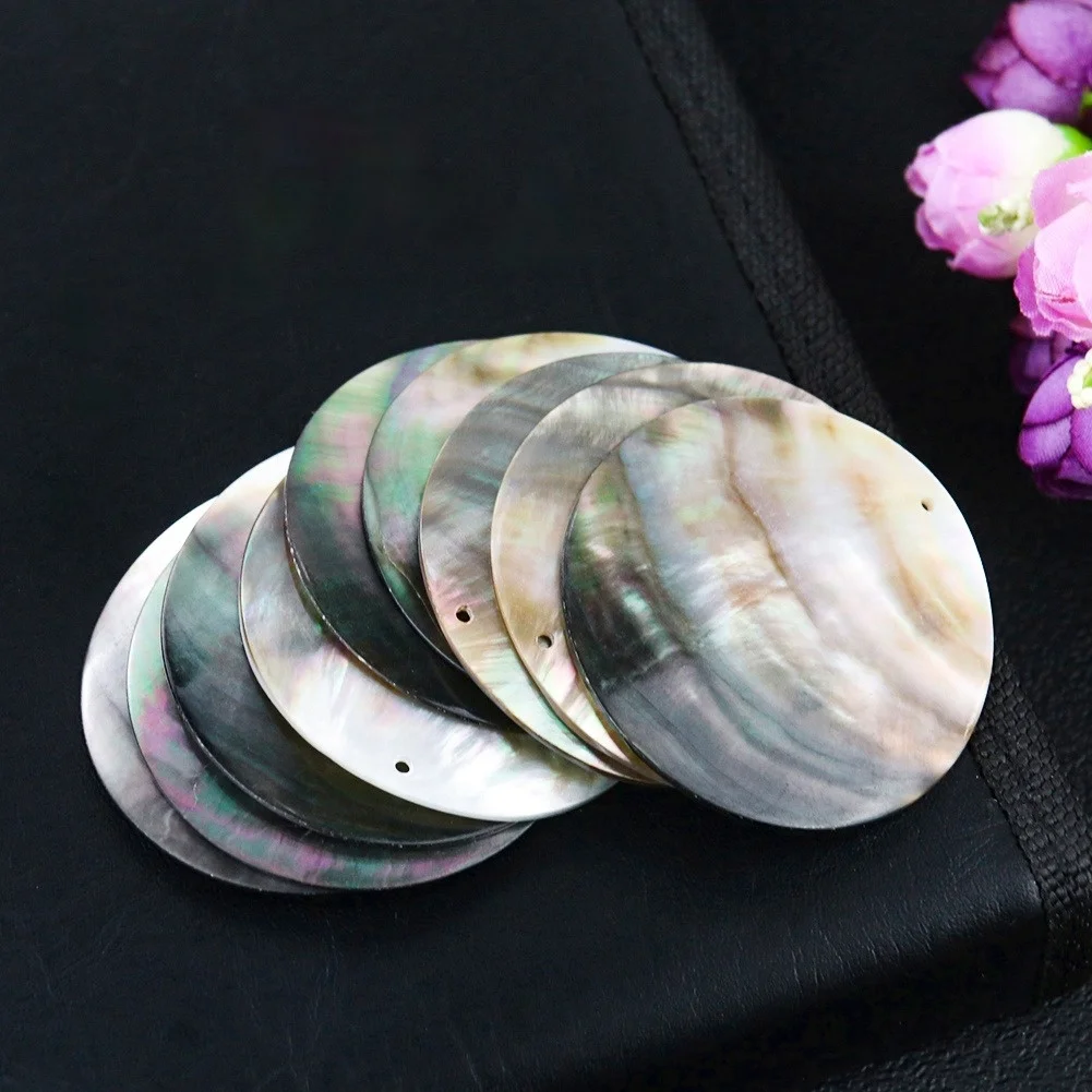 Natural Black MOP Shell Round Charms Pendant natural shell ornaments 10-60mm for DIY Handmade Earring Necklace Jewelry Making Findings Accessories Parts
