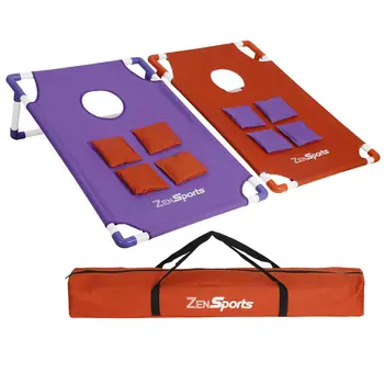 Portable PVC Framed Collapsible Cornhole Beanbag Toss Game W/8 Bags + Carry Case 1