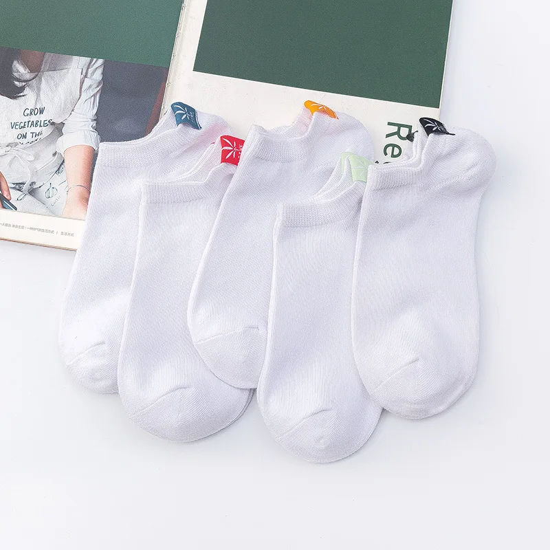 Белые тканые носки с кленовыми листьями весенне-летние женские хлопковые носки повседневные дышащие впитывающие пот забавные модные