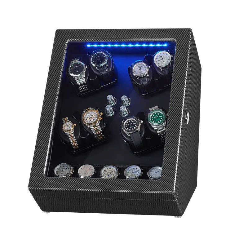 

8+5 Automatic Watch Winders Box Rotator Watch Winding Carbon Fiber Watch Cabinet Clock Casket Organizer Display Storage Boxes