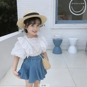 

2020 New Girls Ruffles Shirt Cotton Summer Fashion Girls Blouse 2-7t PY164