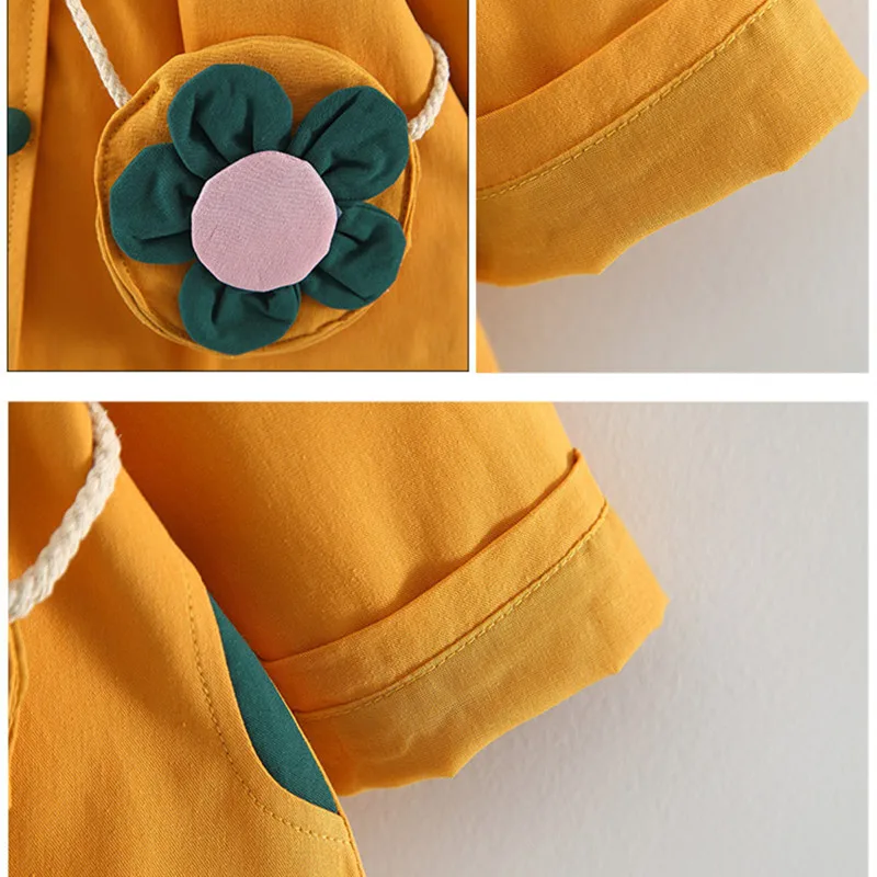 DFXD 2020 Baby Jacket Fashion Girl Baby Outwear Long Sleeve Spring Baby Petal Collar Single Breasted Coats With Bag Kids Clothes