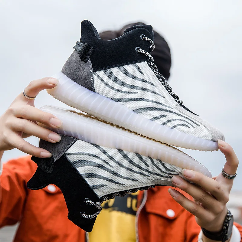 

2020 Autumn And Winter New Style Fly Woven Coconut Hight-top Casual Shoes Men's Sports Running Trendy Shoes Shoes Men's