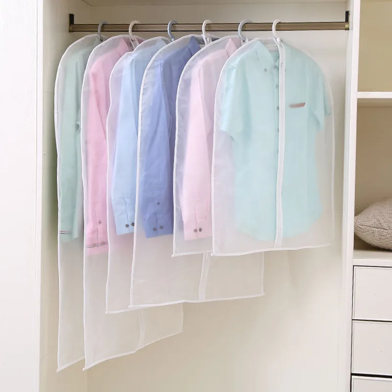 Translucent Matte Non-woven Hanging Clothes Dust Cover Garment Bag Storage C2W5