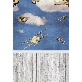 

3D cartoon planes pattern photo background made of vinyl cloth or premium washable cloth for boy photography portrait