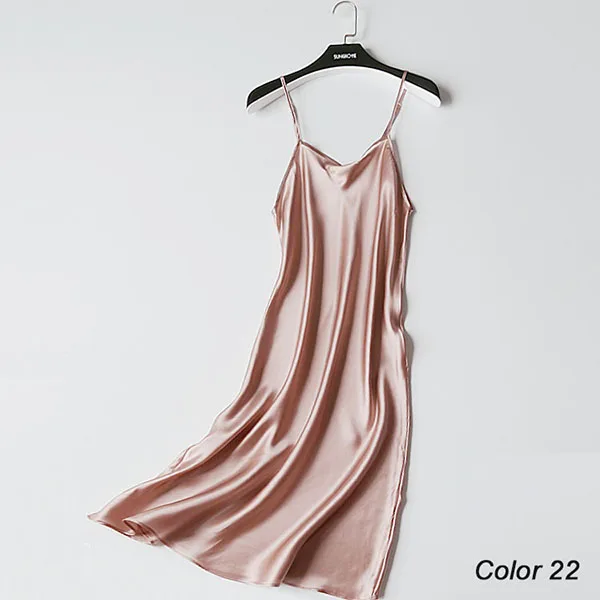 Шелковый 100 натуральный шелк тутового цвета, сексуальная пижама, ночная рубашка, женская ночная рубашка, ночная рубашка, ночное платье, мини-платье - Цвет: Розовый