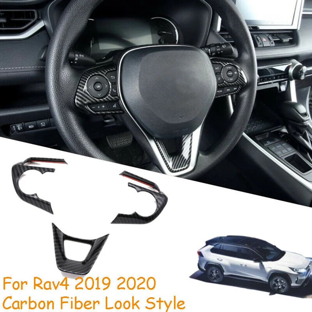 

3pcs Carbon Fiber Inner Steering Wheel Cover Trim For Toyota RAV4 2019-2020 Brand New And High Quality Car Accessories