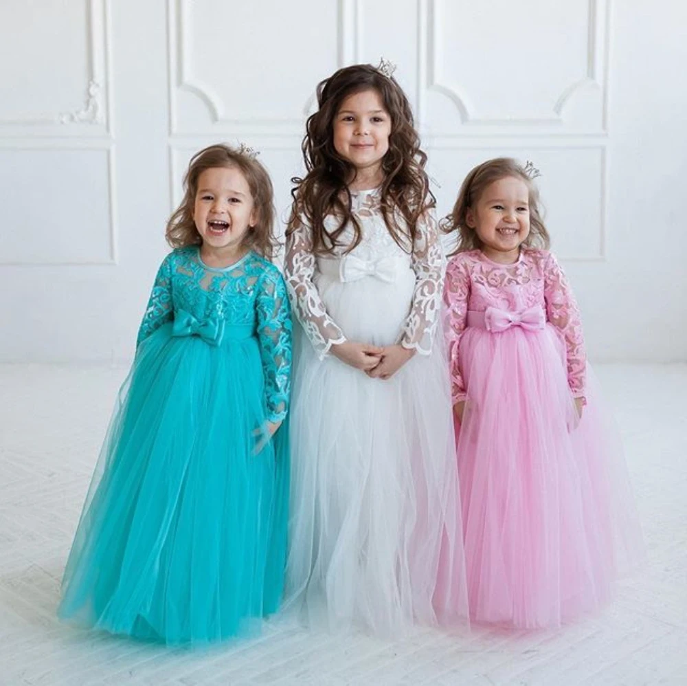 Детские Kinder blumenmyadchen Kleid бант вечерние Hochzeit Brautjungfer Abendkleider