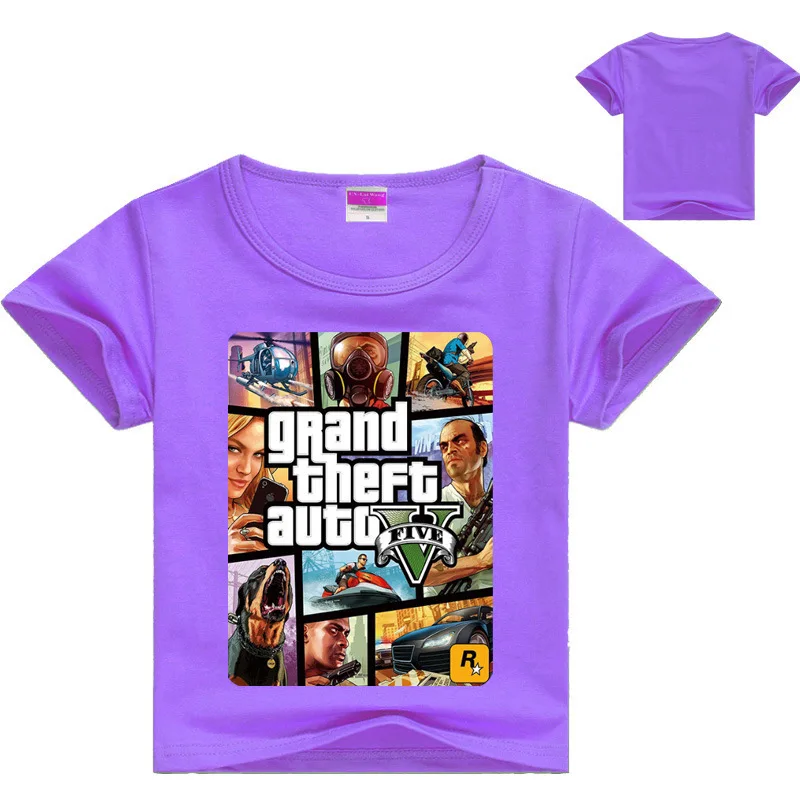 DLF От 2 до 16 лет Grand Theft Auto игра GTA 5 детская одежда футболка для девочек летние детские футболки повседневные топы с короткими рукавами для маленьких мальчиков