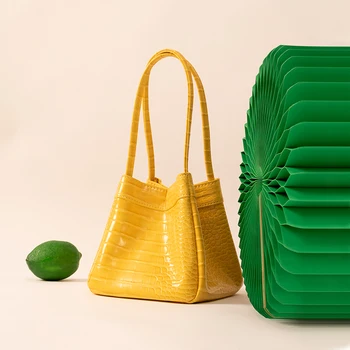 

Niche Design Solid Color Women Handbag 2020 New Personality Crocodile Pattern Portable Bucket Bag A209
