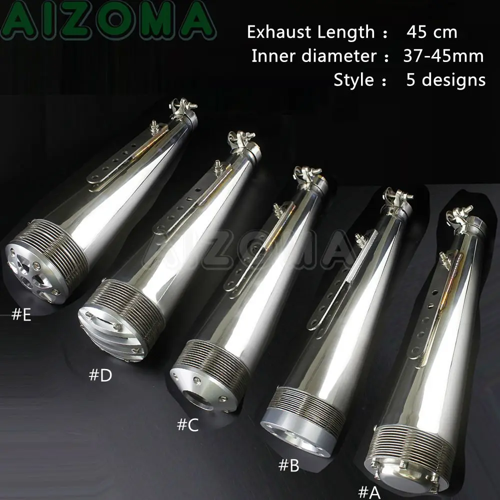 1X Chrome Motorcycle Retro Muffler Exhuast Pipes For Harley Sportster Cafe Racer Triumph Scrambler 37-45mm Universal Sliencers