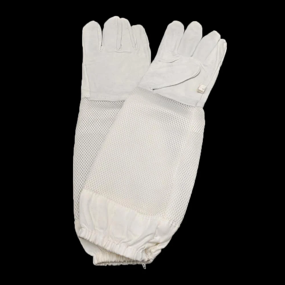 3D Breathable Beekeeping Protective Gloves Goatskin Vented Beekeeper Anti Bite Protection Long Sleeves Apiculture Supplies