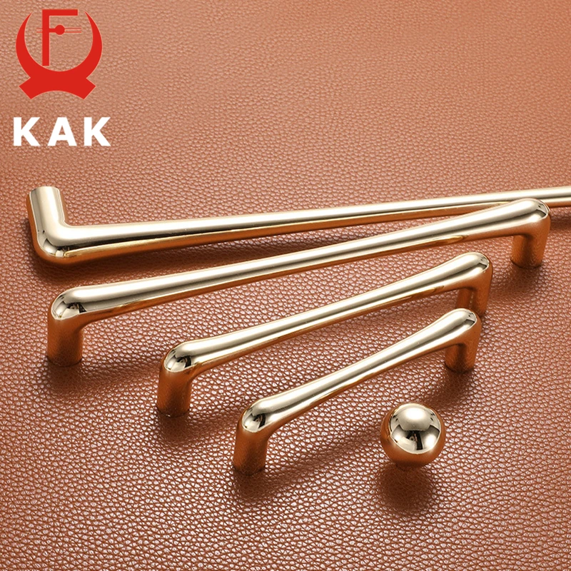 

KAK European Style Bright Gold Cabinet Handles Drawer Knobs Kitchen Handle Cupboard Door Pulls Furniture Handle Cabinet Hardware