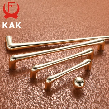 KAK European Style Bright Gold Cabinet Handles Drawer Knobs Kitchen Handle Cupboard Door Pulls Furniture Handle Cabinet Hardware