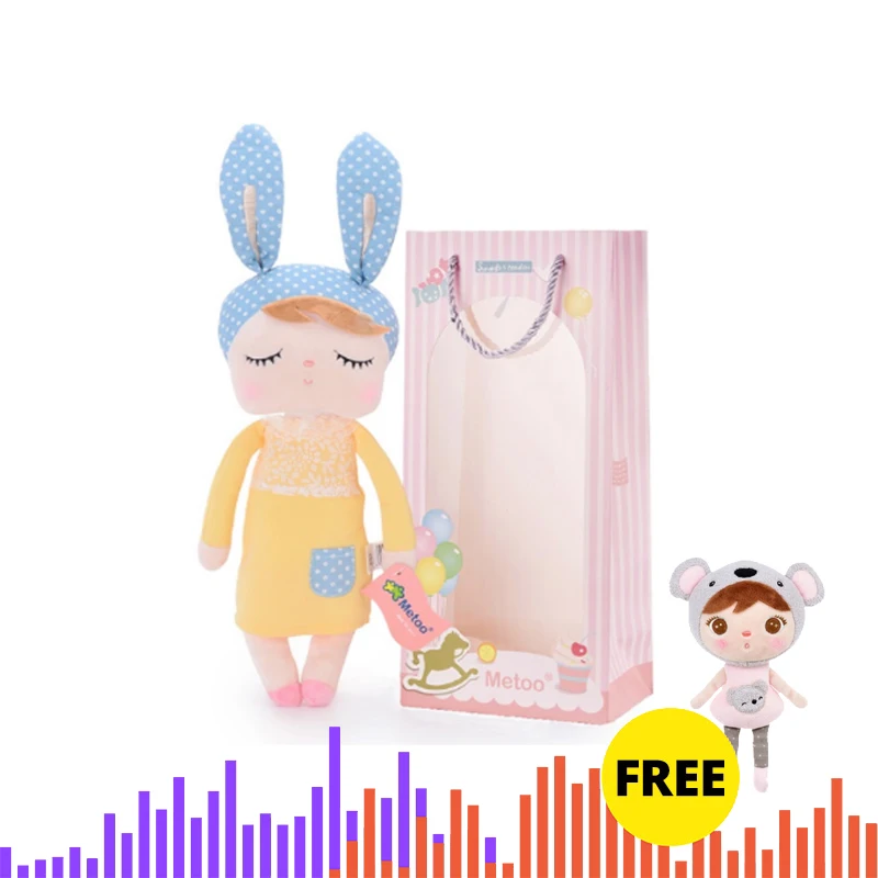 

Metoo Plush Toys Angela Christmas Dolls With Box Gray Dreaming Girl Plush Rabbit Stuffed Gift Toys for Kids 1 pcs