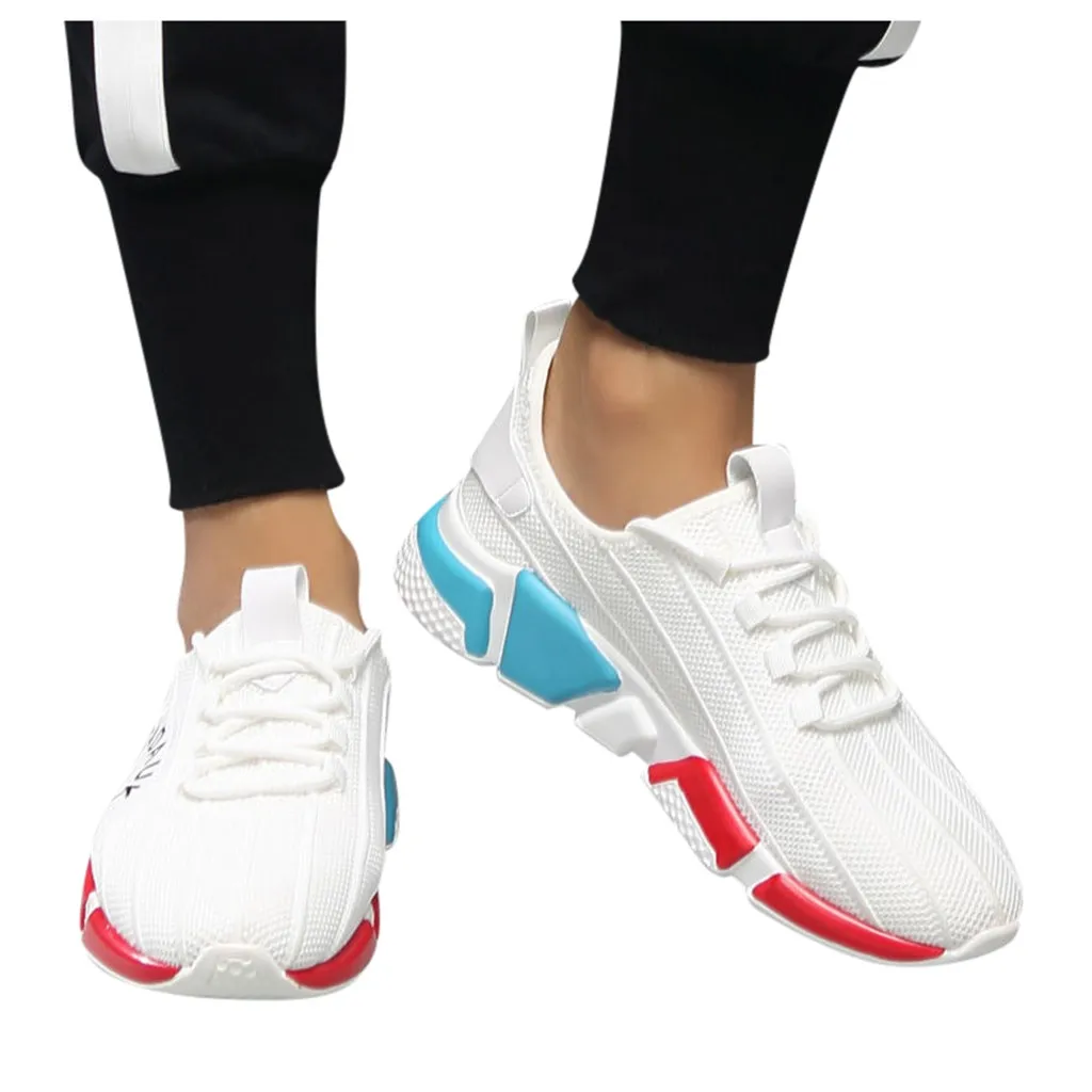 Смешанные цвета для мужчин; массивные кроссовки; модная дышащая обувь из сетчатого материала на платформе; Лоскутная полосатая обувь на плоской подошве; спортивная обувь для бега для мужчин