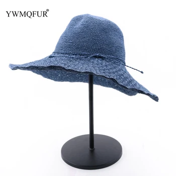 

Foldable Women Sun Beach Hat Summer Wide Brim Lady Uv Protection Adjustable Caps Girl Sun Shade Outdoor Straw Hats 2020 New