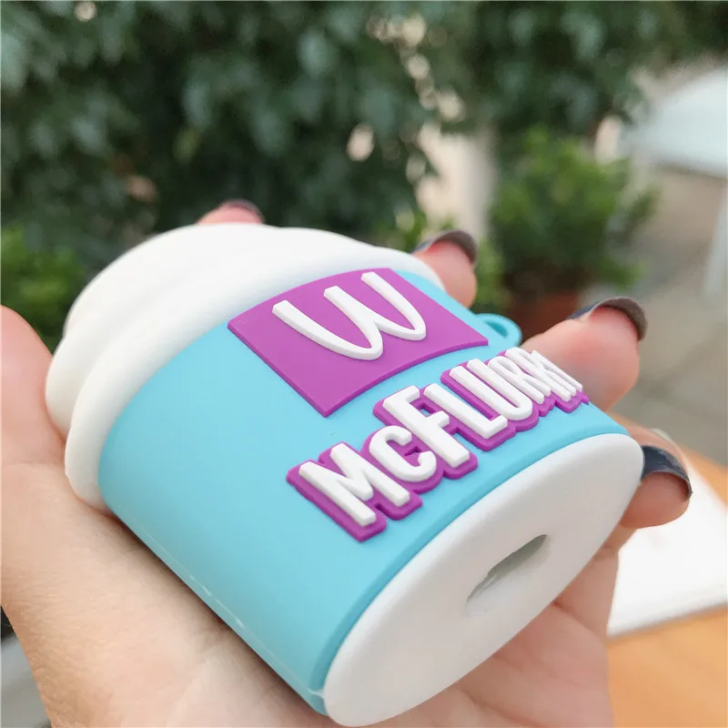 3D забавные беспроводные bluetooth-наушники McDonald McFlurry Ice Cream для Apple Airpods 1/2 силиконовый защитный чехол для наушников