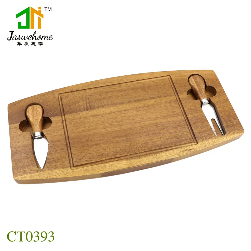 

2019 New 3pcs cheese tool set cheese board with cheese knife set acacia cheese cutting boards