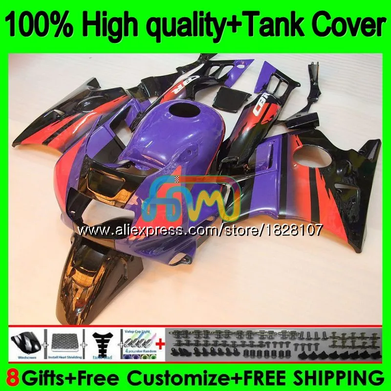 Комплект Фиолетовый Красный+ майка для HONDA CBR 600F2 1991 1992 1993 1994 1BS. 82 CBR600FS CBR 600 FS CBR600 F2 CBR600F2 91 92 93 94 обтекатель