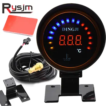 

LCD Digital Electric Water temperature Gauge + 10mm water temp sensor adapter Temperature Meter 12V for Car Motorcycle kit black