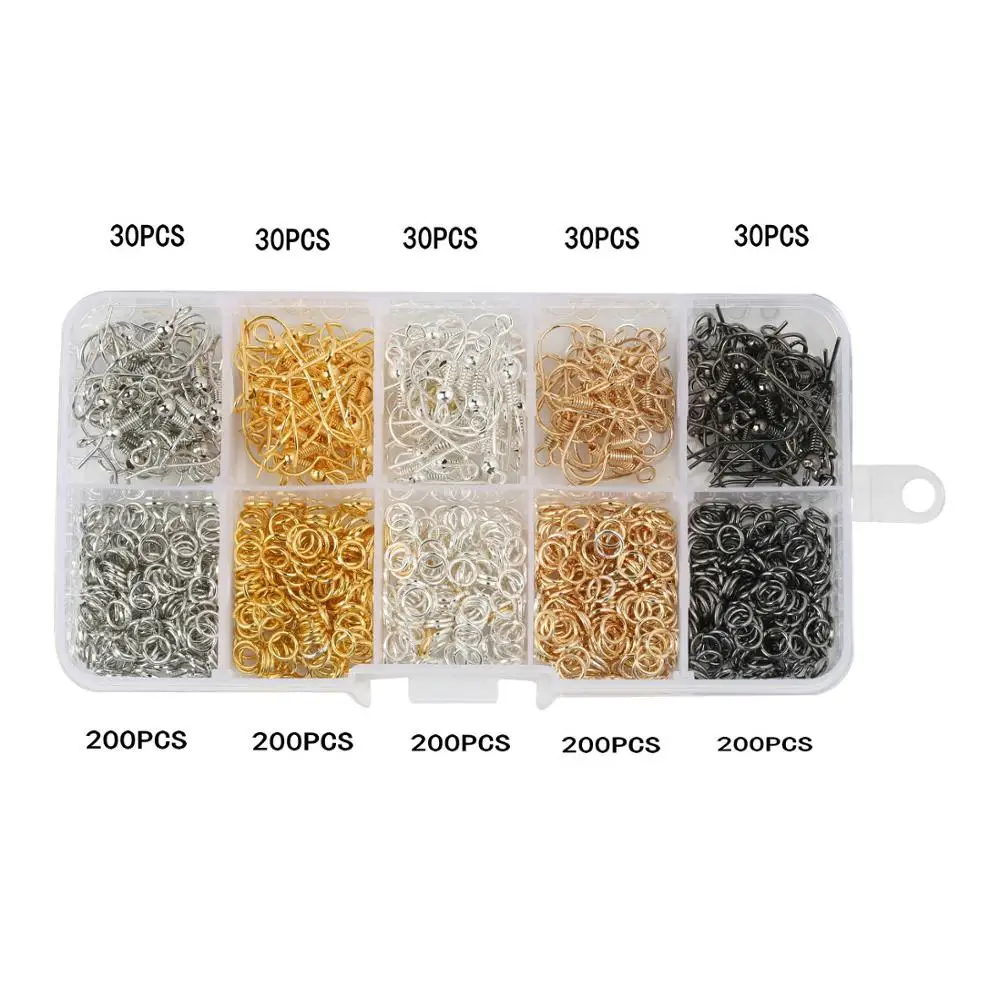 

Mix Color Iron Hooks Jump Rings & Split Rings Set for DIY Earrings Making Jewelry Findings&Components
