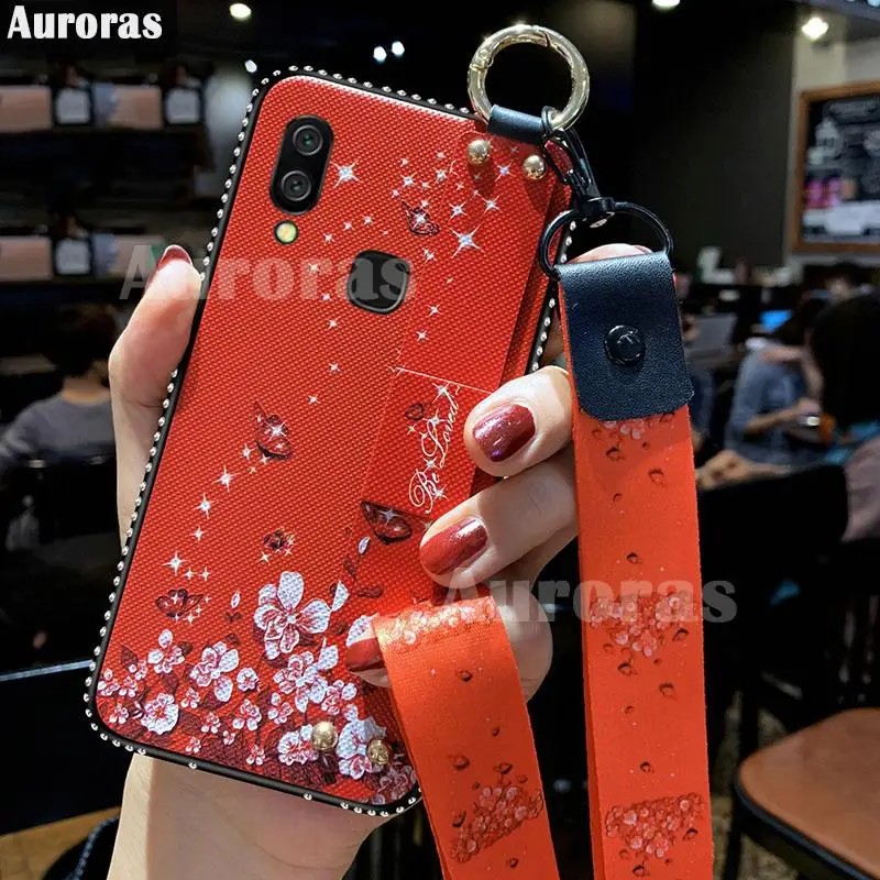 Auroras для VIVO Y95 Чехол Мягкий тканевый текстурный чехол с браслетом и цветами на