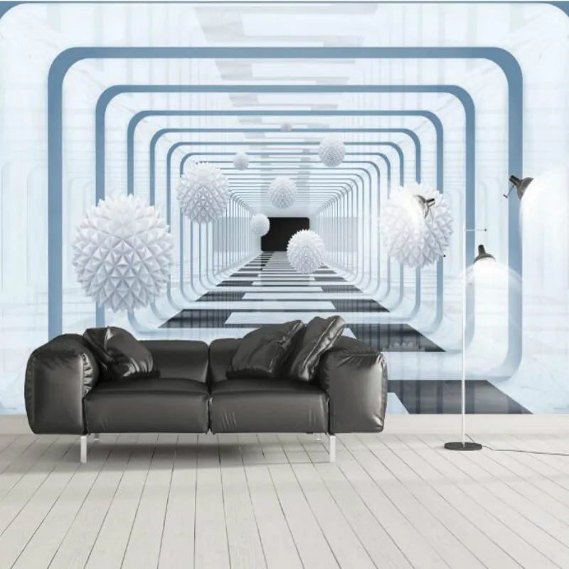 

Modern Abstract Geometric 3D Three-dimensional Technology Tunnel Space Wall Mural Wallpaper Living Room Studio Wall Paper 3D