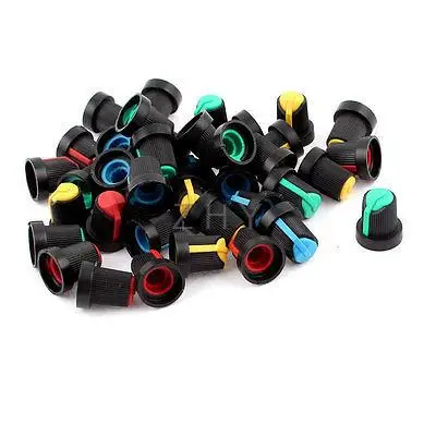 

40pcs Assorted Color Face Potentiometer Knob Cap for 6mm Knurled Shaft