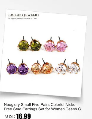 Neoglory, 3 цвета, Кристальные серьги-гвоздики, наборы, S925, для женщин, простые круглые серьги, модные ювелирные изделия,, новые подарки на день рождения MC