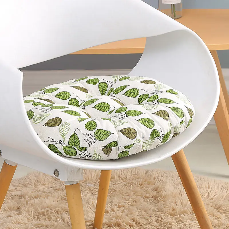 

Leaves Pattern Chair Cushion For Office Round Modern Seat Pad Back Cushion Sofa Pillow Cotton Linen Sitting Mat Home Decoration