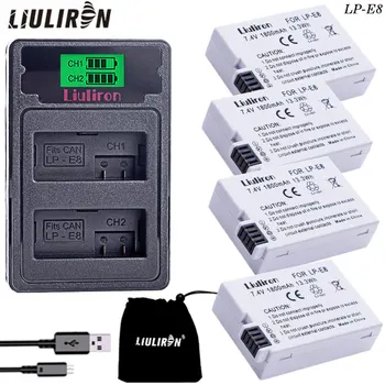 

4x 1800mAh LP-E8 LPE8 LP E8 Battery AKKU and LCD Dual Charger for Canon EOS 550D EOS 600D EOS 700D EOS Rebel T2i T3i T4i T5i X4