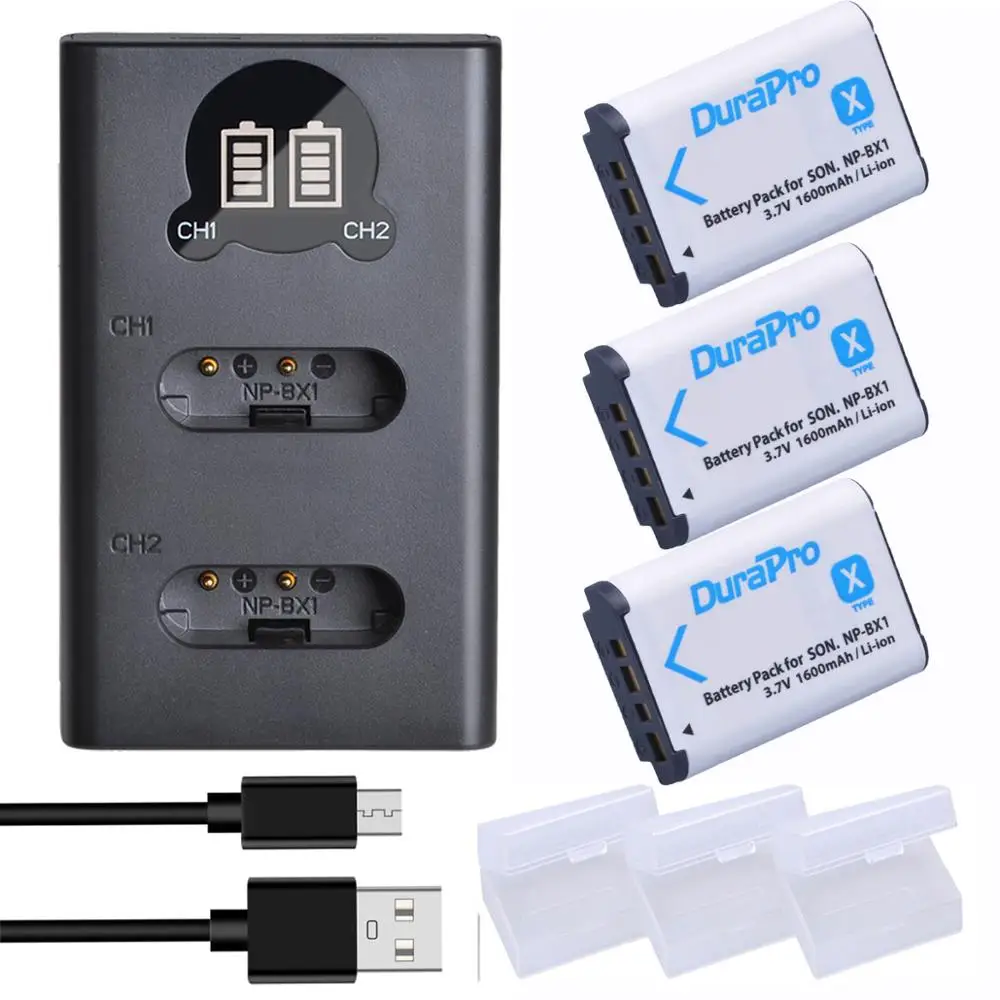 Аккумулятор для камеры NP BX1 литий ионная батарея 3x и зарядное устройство USB LED SONY DSC