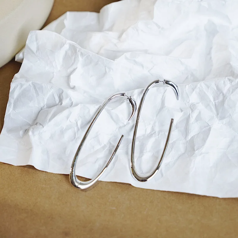 AOMU преувеличенный S925 Стерлинговое Серебро булавка модный металлический зажим для бумаги серьги-гвоздики геометрической формы для женщин Подарки на день рождения вечерние