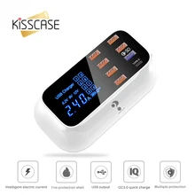 6USB+ 1Type-c+ 1 QC3.0 цифровой дисплей быстрое зарядное устройство для Iphone 7 11 8 6 EU US UK Plug Phone 2.4A быстрое зарядное устройство для samsung S10 S9