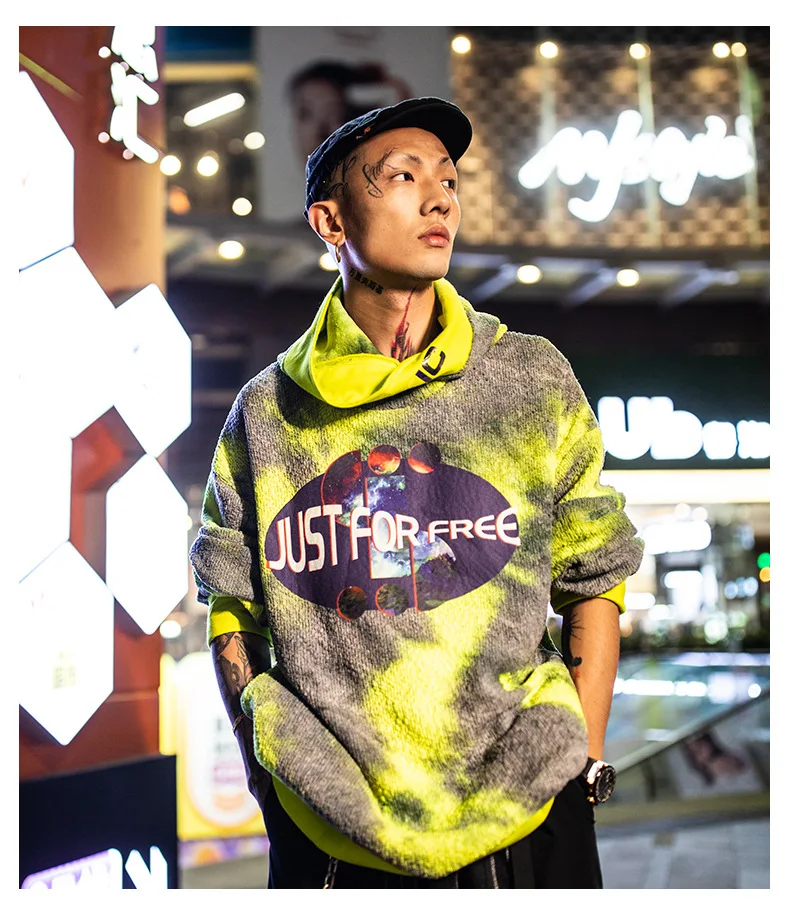 SEVEYFAN Harajuku толстовки в стиле хип-хоп с принтом «Tie Dye», модная уличная одежда большого размера, пуловер, толстовки с высоким воротом, мужские толстовки R3224