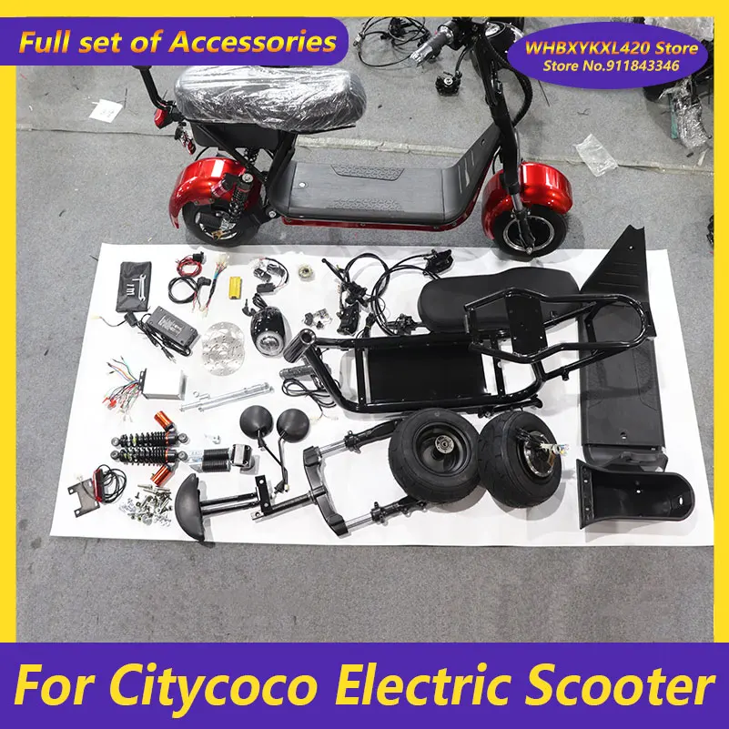 

For Citycoco Electric Scooter Accessories Parts Throttle Handle Headlight Front and Rear Fender Double Cushion Wheel Hub Motor
