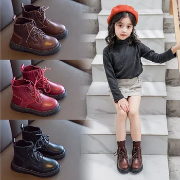 

Children Leather Shoes Martin Boot Girl Kid Unisex 2020 Winter New Boys Short Boots England Style Designer Boots Girls