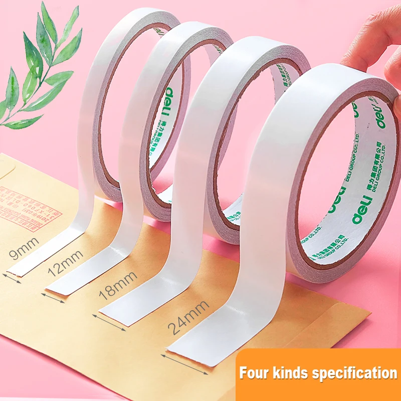 Deli 12pcs Cute Double-sided Tape for Scrapbooking Supplies Student  Stationery DIY Tear-free Tape School Office Accessories