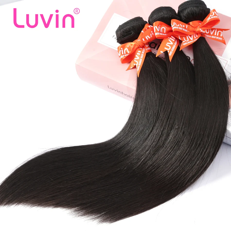 Luvin OneCut, прямые волосы, 8-34 перуанских девственных волос 3 Связки Много человеческие волосы плетение пучки волос Волосы remy