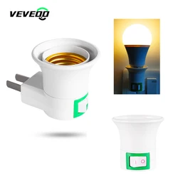 White E27 switch socket LED lamp socket to American standard plug socket with ON OFF button switch adapter plug home lighting