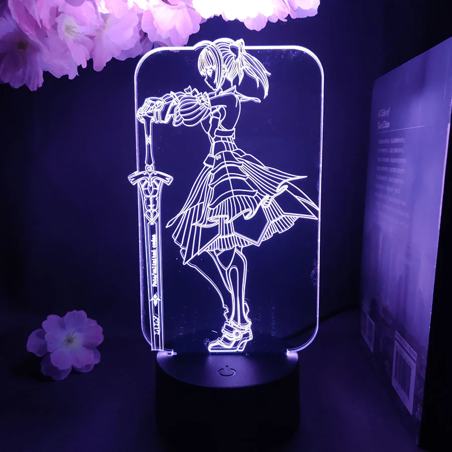 Anime Fate Grand Order Avenger Jeanne d' Arc Alter Figma 귀여운 액션 피규어 야간 조명 컬렉션 모델 선물 램프 다채로운