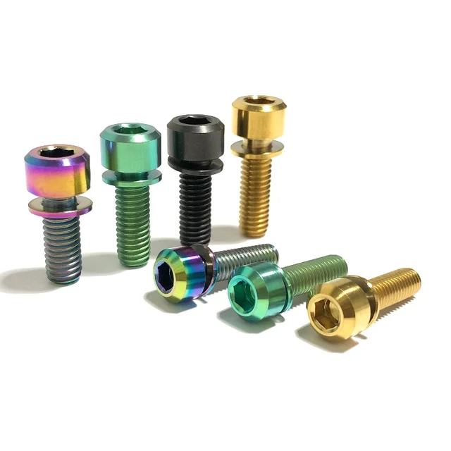 Bulloni Titanio Per Bici M5 - Testa Conica Con Rondella, Grado 5, Conf Da 6 (Nero, M5x16mm) - Foto 7