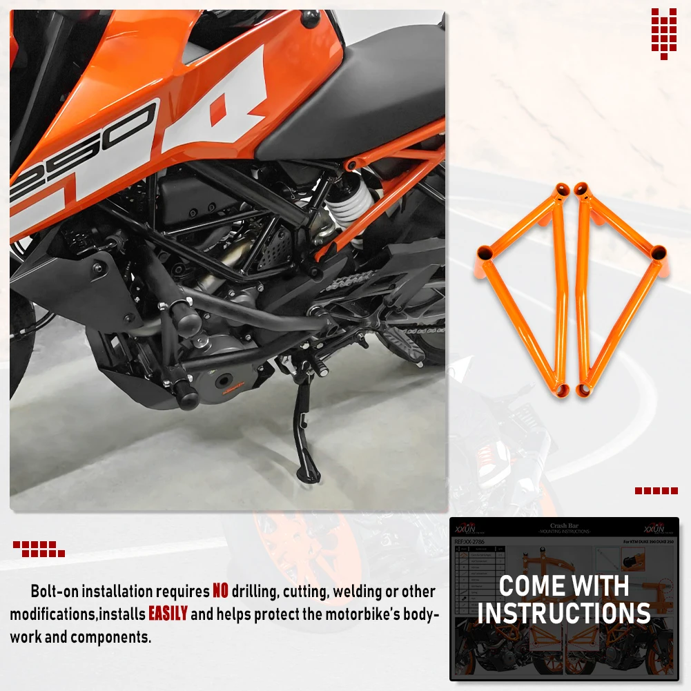 For Duke 250 2018 2019 Motorcycle Crash Bar Frame Slider Engine