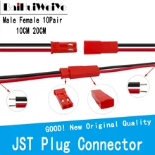 Connecteur JST mâle/femelle 22 AWG, 20 pièces/lot, 10 paires, 100mm 200mm, 2 broches, pour jouets, batterie, lampe LED RC