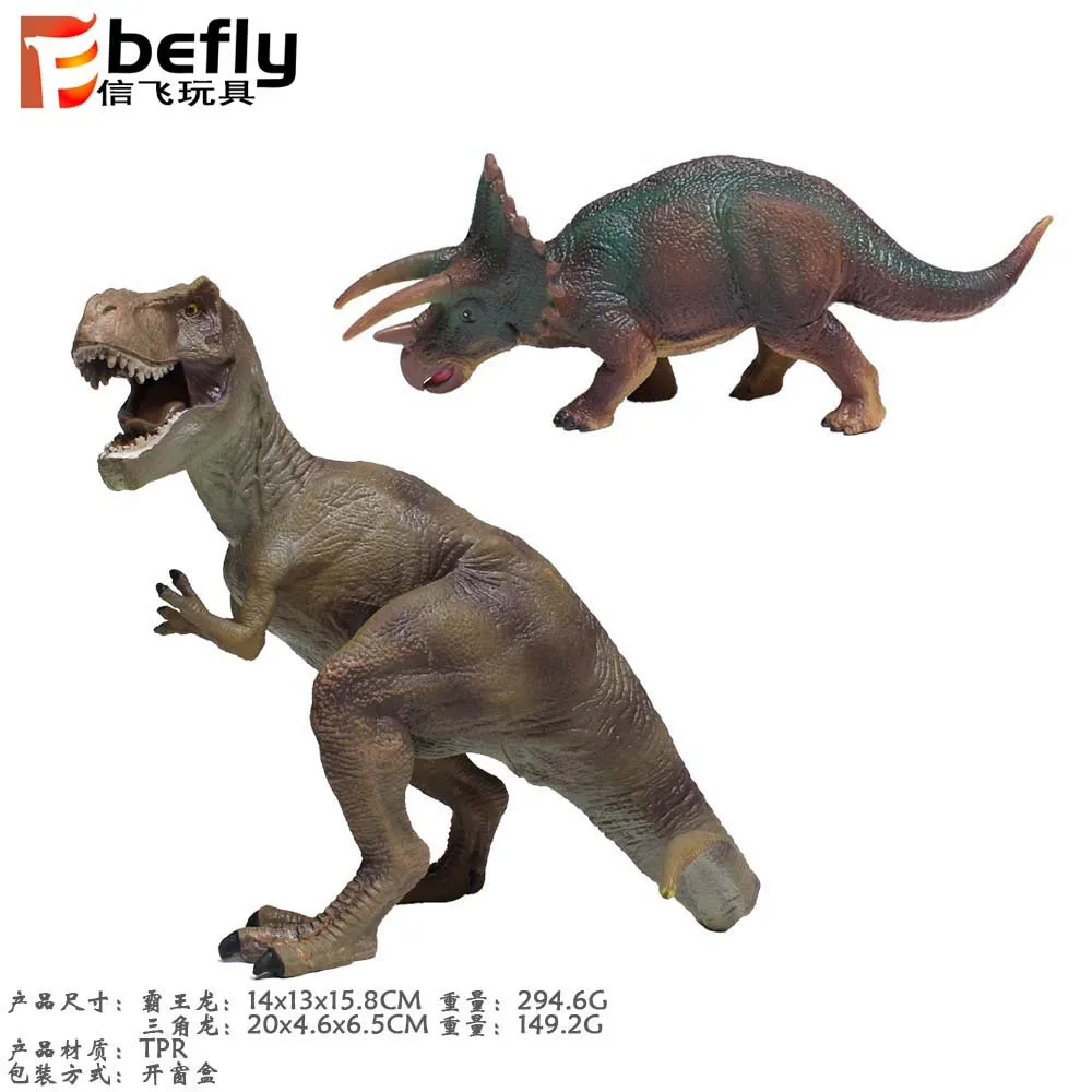 

New Products Simulated Dinosaur Models TPR Solid Dinosaur T-Rex + Triceratops Set Model Toy