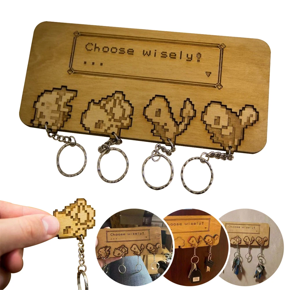 Деревянный настенный держатель для ключей с 4 крючками настенное крепление