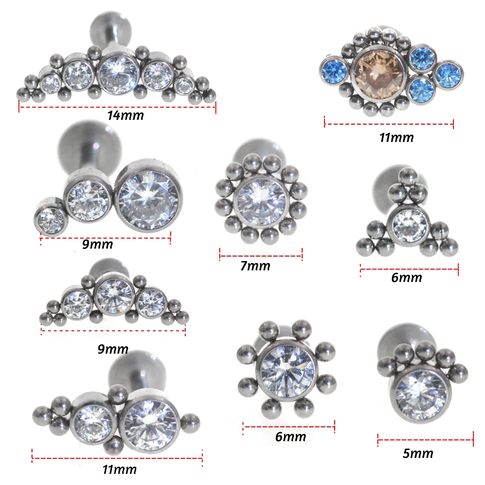 1PC Titanium & Steel Clear CZ Labret Stud Rings Lip Bars Sexy Charming Ear Cartilage Tragus Piercing For Unisex Jewelry 16g - Image 2