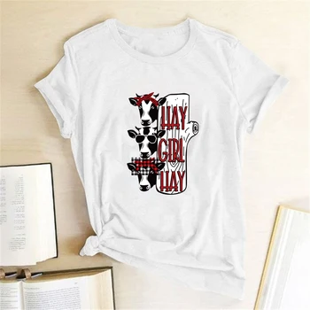

Cows Hay Girl Hay Printing T-shirts Women Shirts Summer Tshirts Cotton Women Funny Graphic T Shirts Aesthetic Ropa Mujer Verano