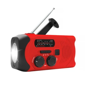 

Solar Radio AM/FM Multi-function Radio, Rechargeable Hand-cranked Mobile Phone Radio, Lithium Battery 2000MAH Red